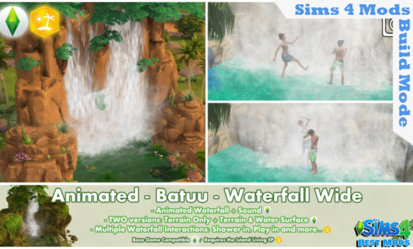 Sims 4 Animated Batuu Waterfall Wide