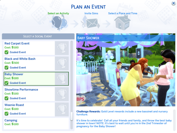 Sims 4 Baby Shower Event