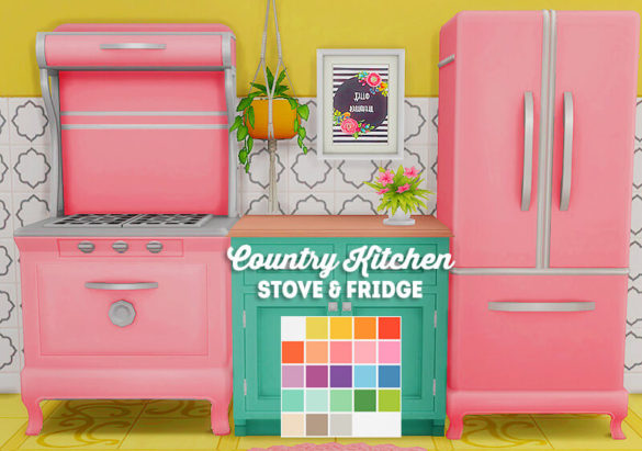 Country kitchen kit stove fridge recolor