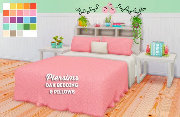 Sims 4 Pierisims oak bedding & pillows – recolors