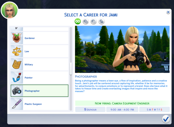 Sims 4 Semi-Active Photographer Career