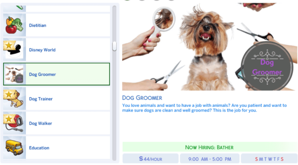 Sims 4 Dog Groomer Career