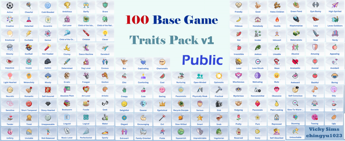 100 Base Game Traits Pack v1 CAS Reward