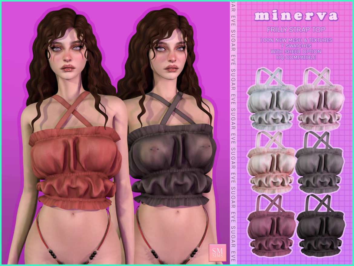 Sims 4 minerva Frilly Strap Top