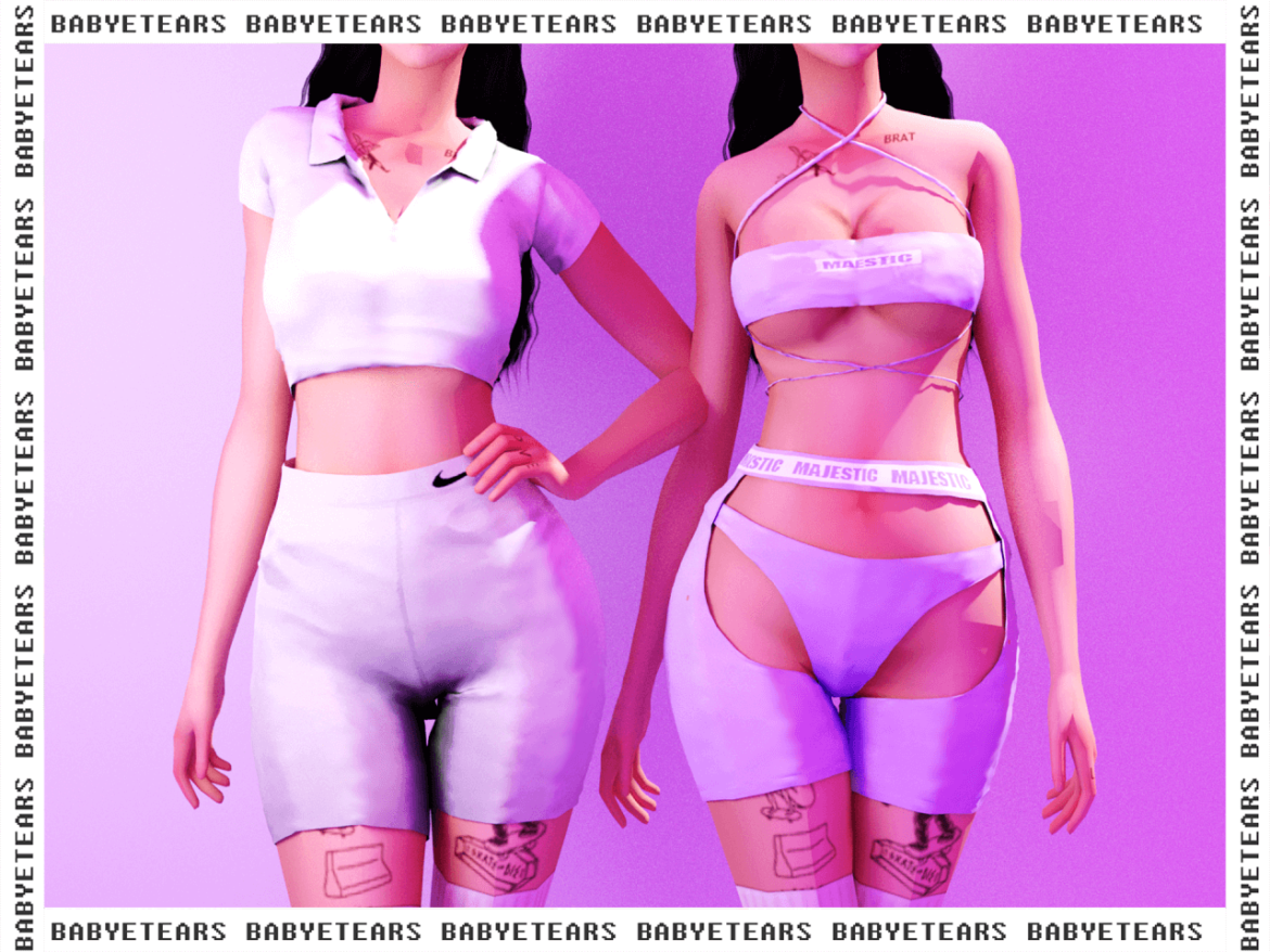 Sims 4 Biker nike Flex skirt Lingerie set