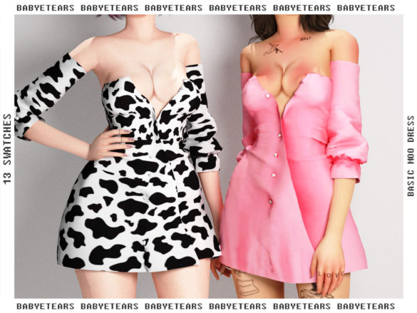 Sims 4 basic moo dress mesh by me all lods compatible
