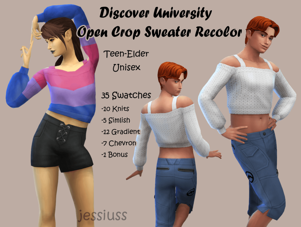 Sims 4 More colors for DU Open Crop Sweater