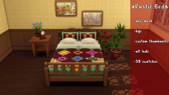 Sims 4 rustic bed new mesh bgc all lods custom