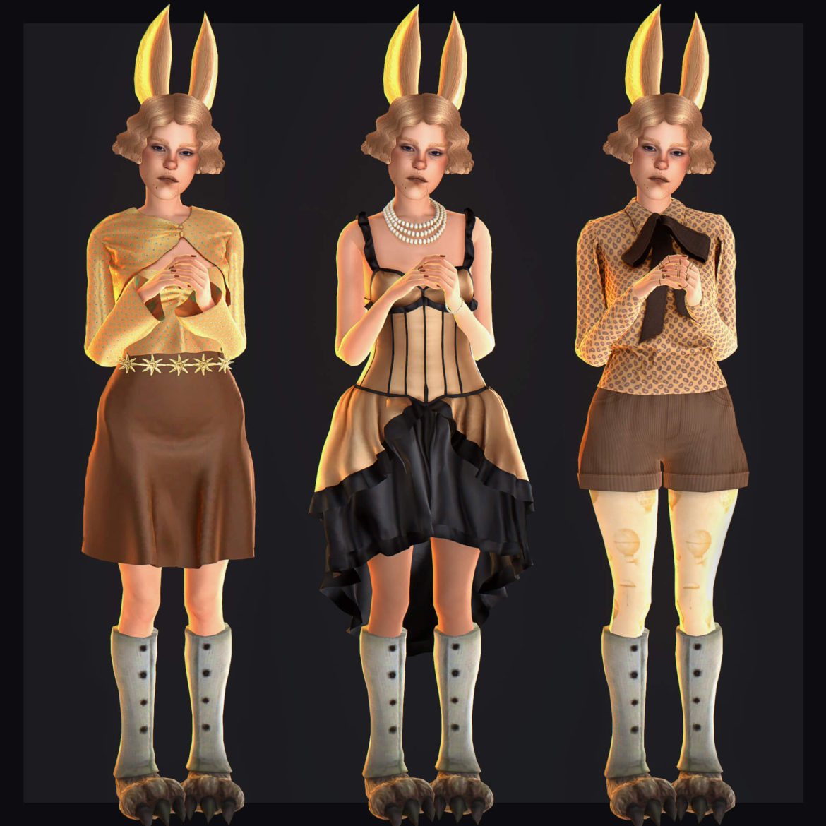 Sims 4 1 ears top belt bottom paws 2