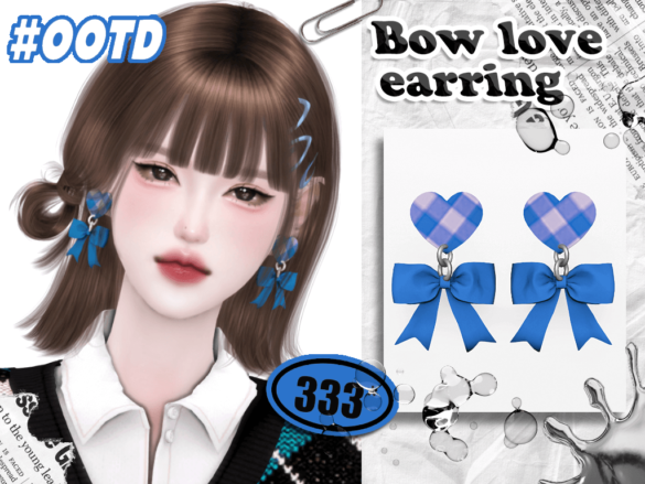 Sims 4 333-Bow love earring