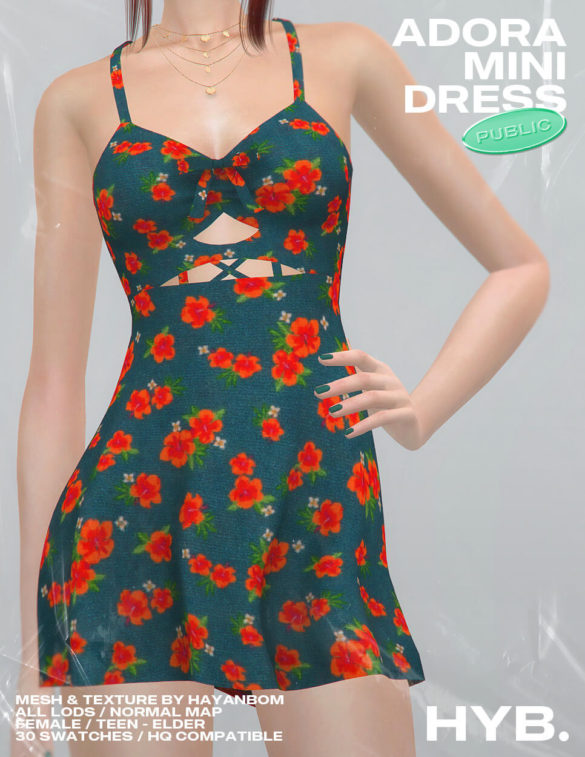 Sims 4 ADORA MINI DRESS by Hayanbom