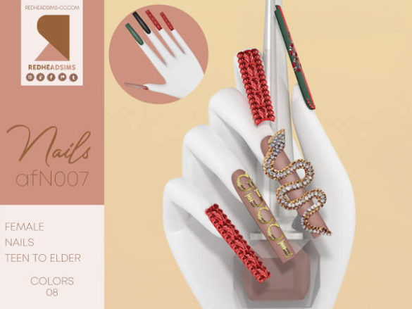 Sims 4 AF NAILS N007 REDHEADSIMS