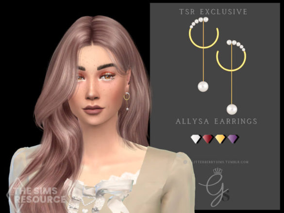 Sims 4 Allysa Earrings by Glitterberryfly from TSR