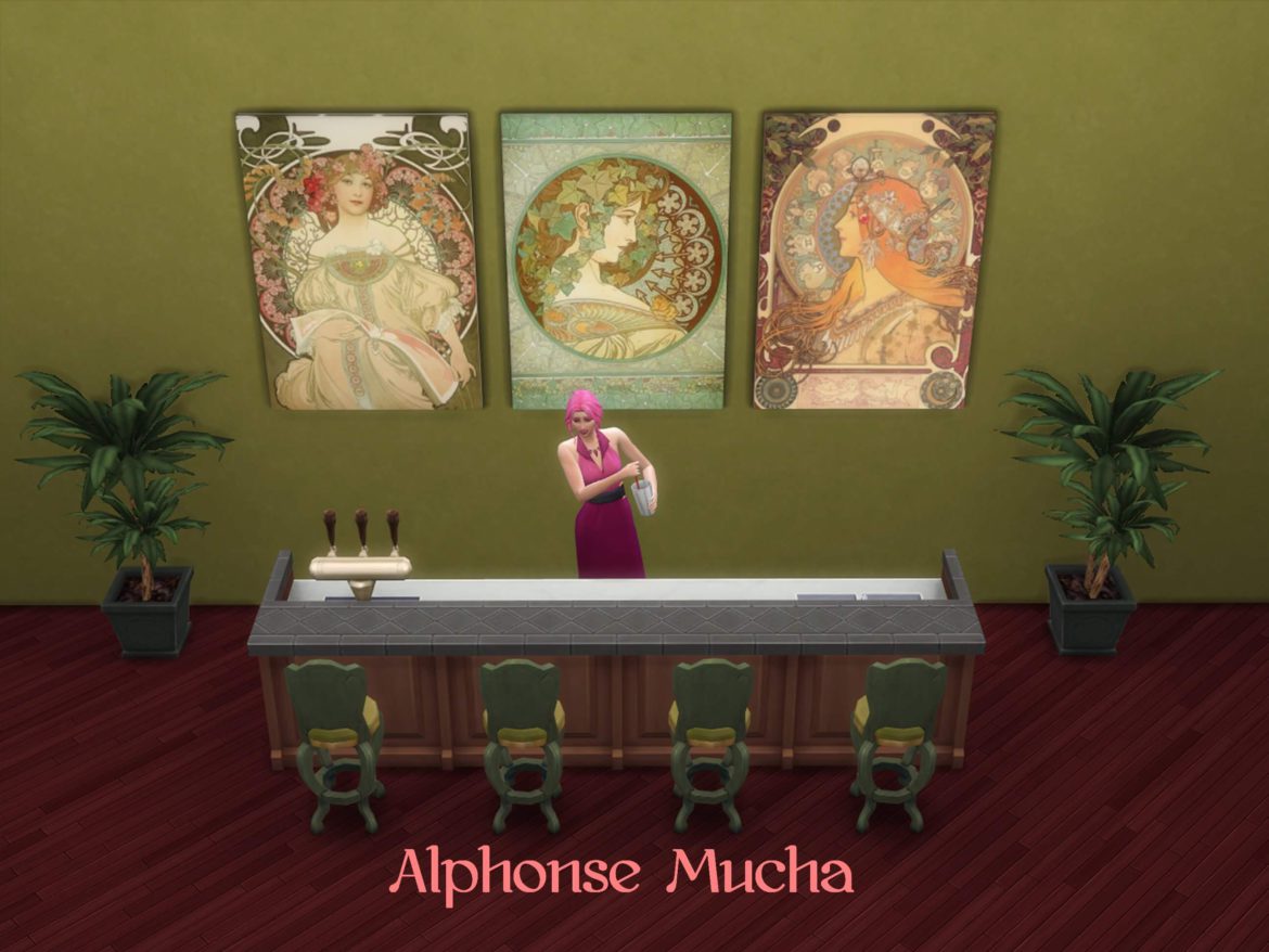 Sims 4 Alphonse Mucha Wall Paintings