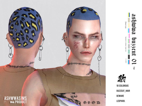 Sims 4 ashwwaleopard buzzcut