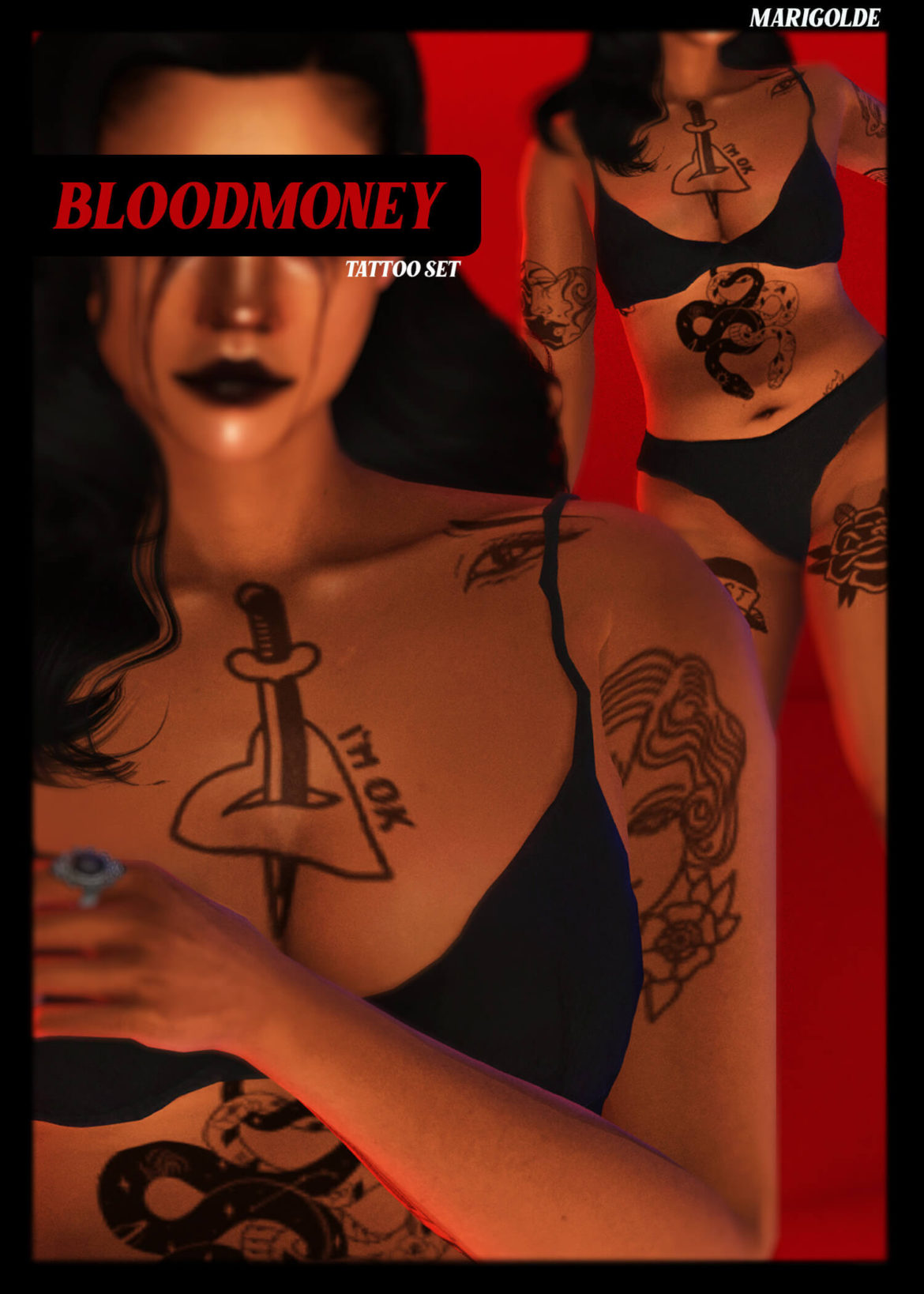 Sims 4 bloodmoney tattoo set