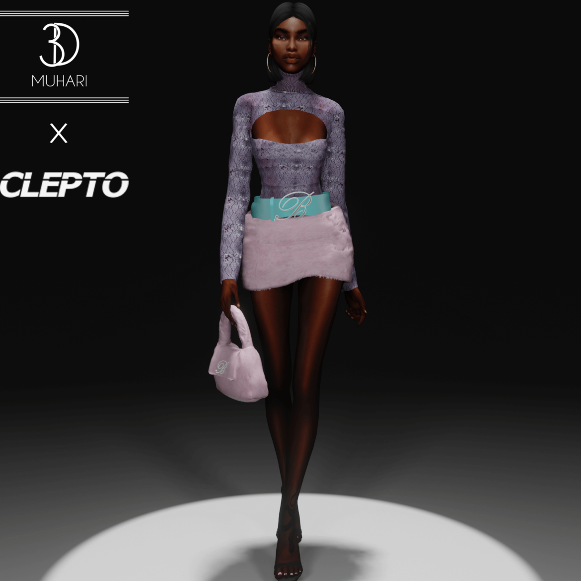 Sims 4 Blumarine Top Skirt black