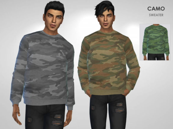 Sims 4 Camo Sweater by Puresim from TSR