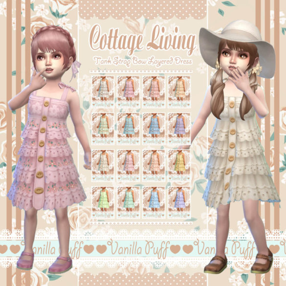 Sims 4 Cottage Tank Strap Bow Layered Dress
