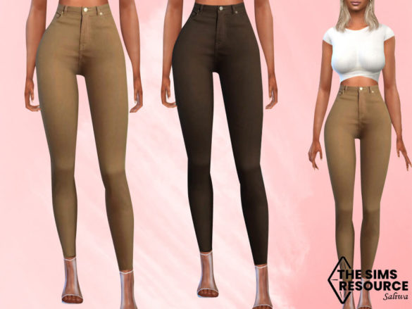 Sims 4 Creme High Waist Pants by Saliwa from TSR