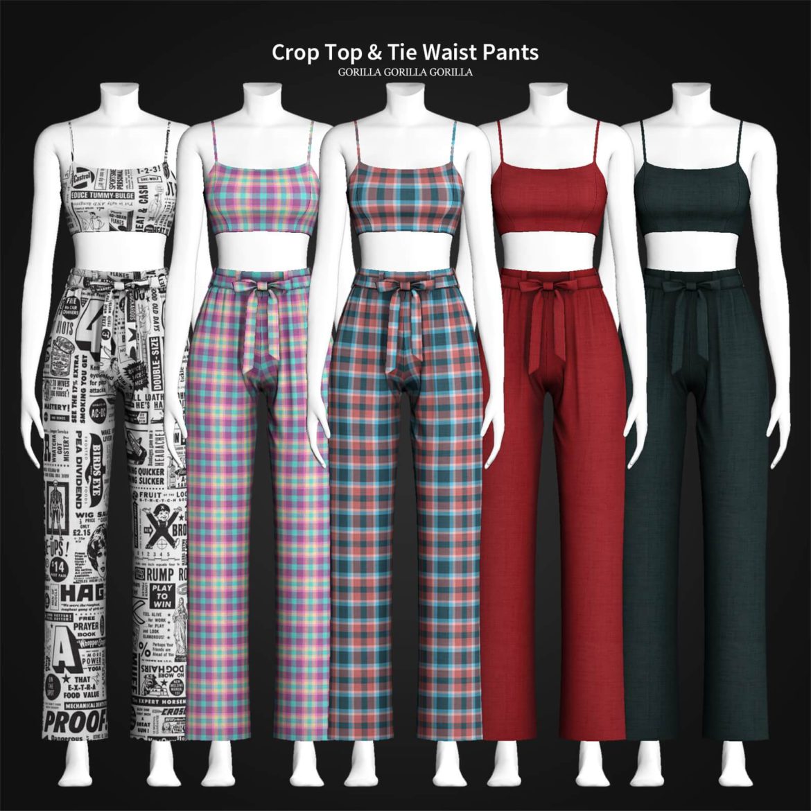 Sims 4 Crop Top and Tie Waist Pants