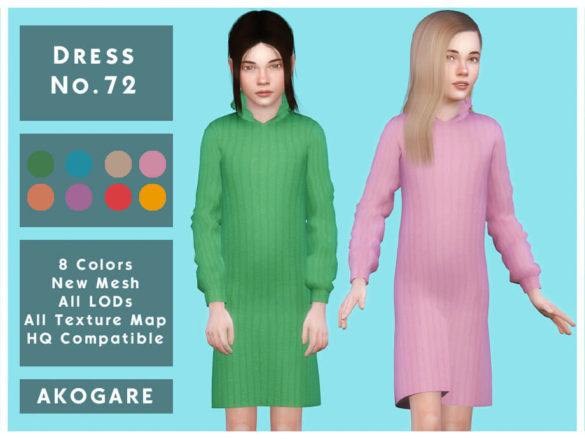 Sims 4 Dress No.72 by Akogare