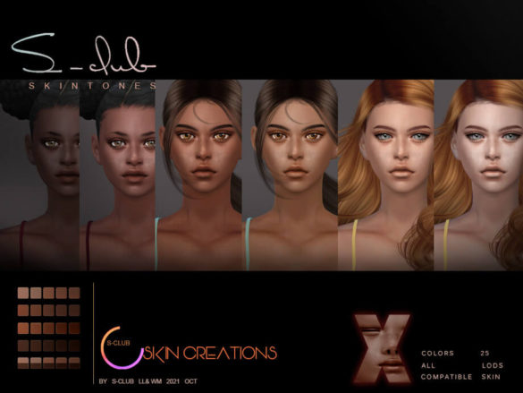 Sims 4 Female Natural Freckles skintones by S-Club