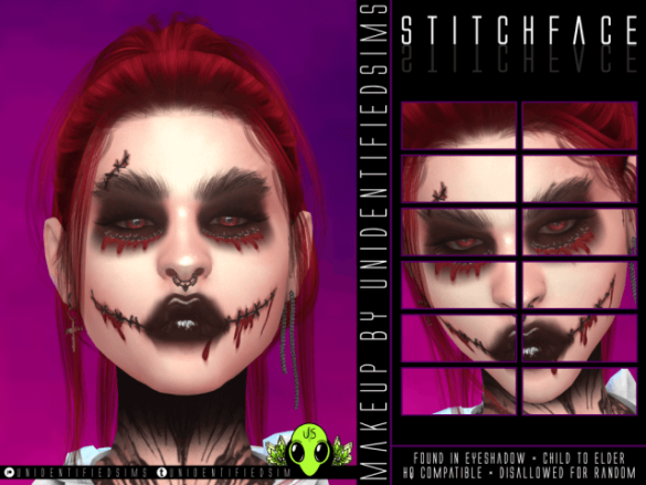 Sims 4 Stitchface Halloween Makeup Set