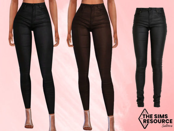 Sims 4 High Waisted Leather Pants by Saliwa from TSR