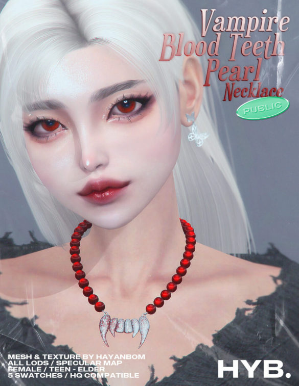 Sims 4 hyb vampire blood teeth pearl necklace