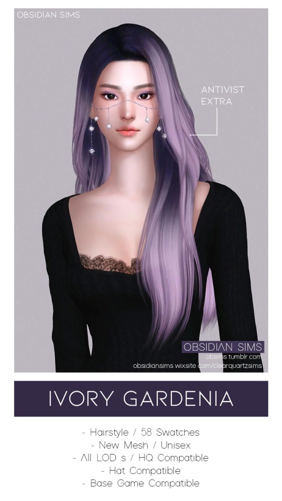 Sims 4 Ivory Gardenia Hairstyle by Obsidian Sims