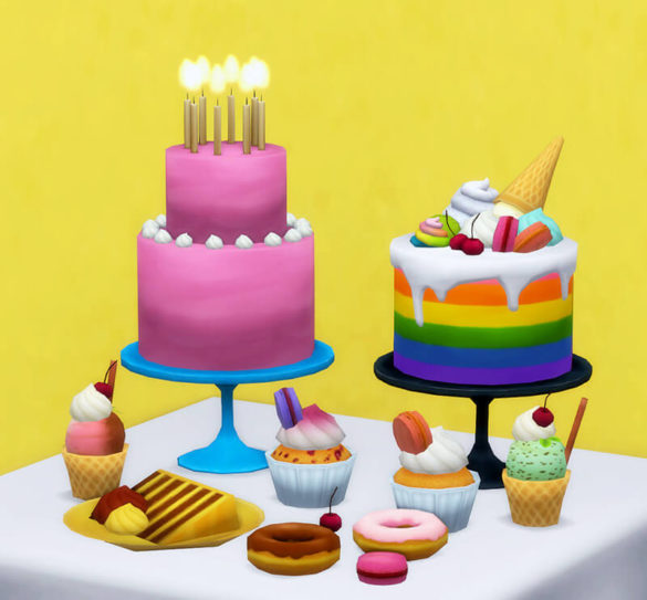 kakkumaakari cake decoration set happy birthday - Best Sims Mods