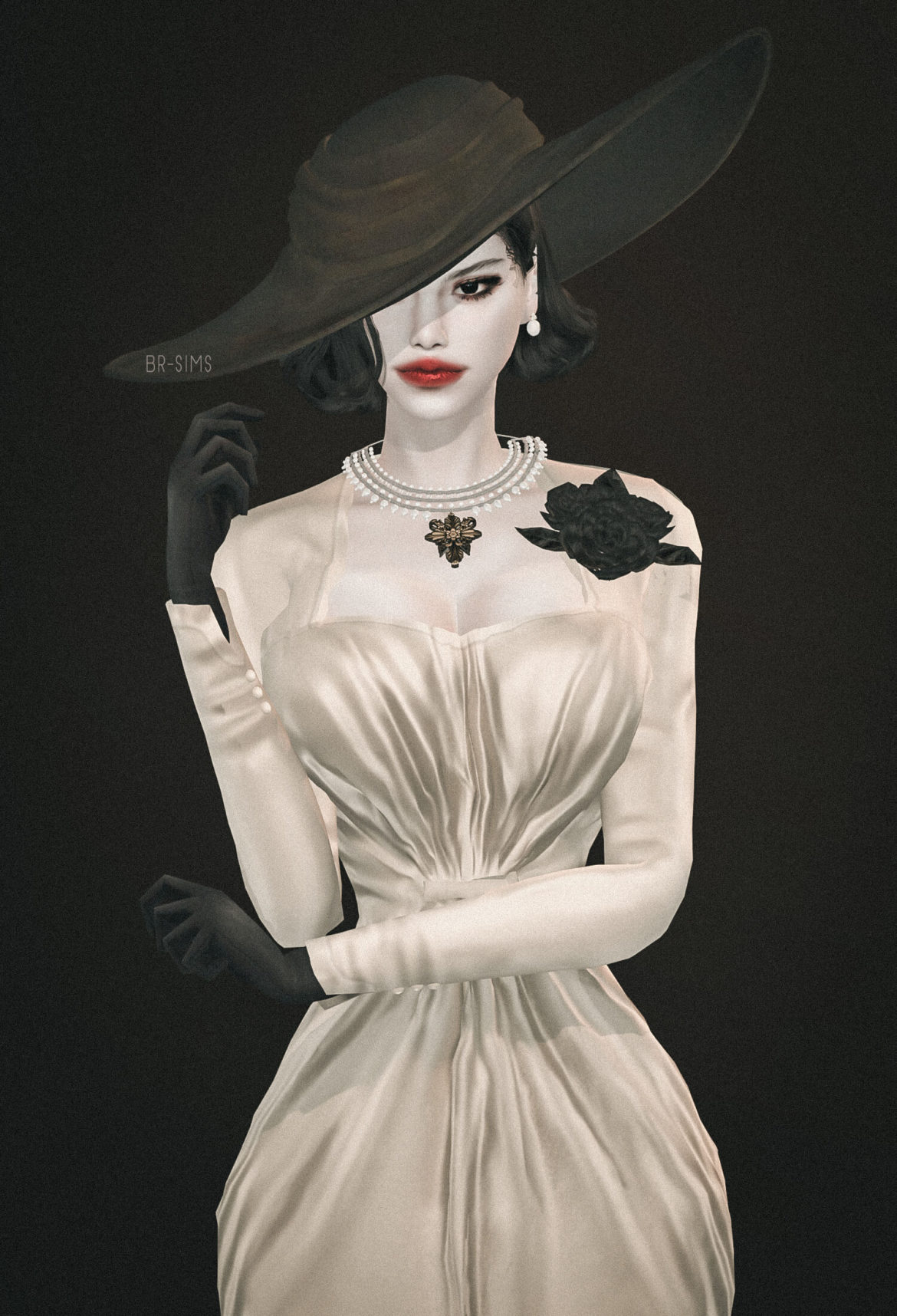 Sims 4 lady dimitrescu new meshes dress and necklace