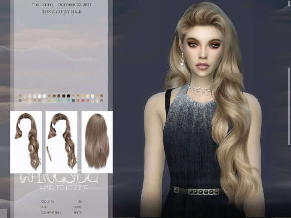 Sims 4 Long curly hair by wingssims from TSR