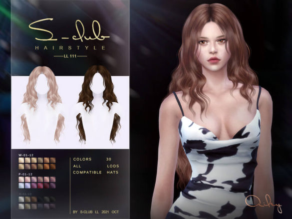 Sims 4 Long curly hairstyle(Ailey) by S-Club
