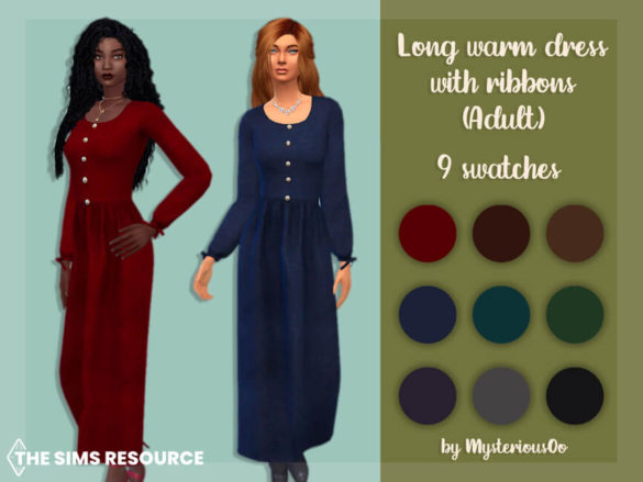 Long warm dress with ribbons