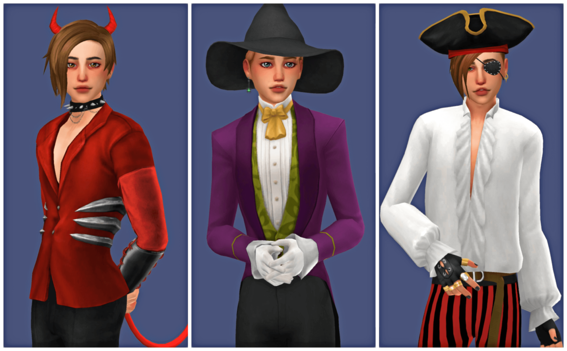 Sims 4 lookbook halloween m look 1 hair