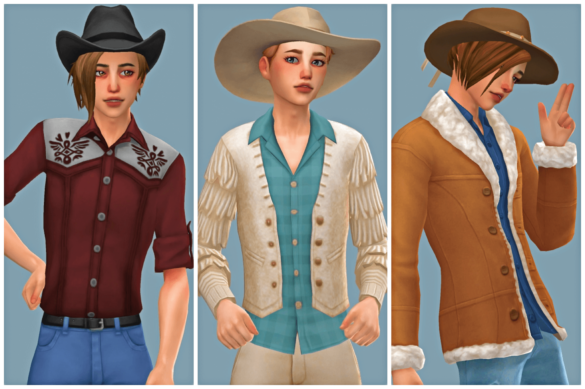 Sims 4 lookbook western m look 1 hair top