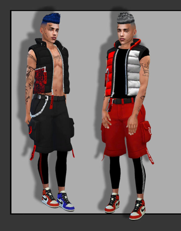 Sims 4 male set blouse denim shorts download
