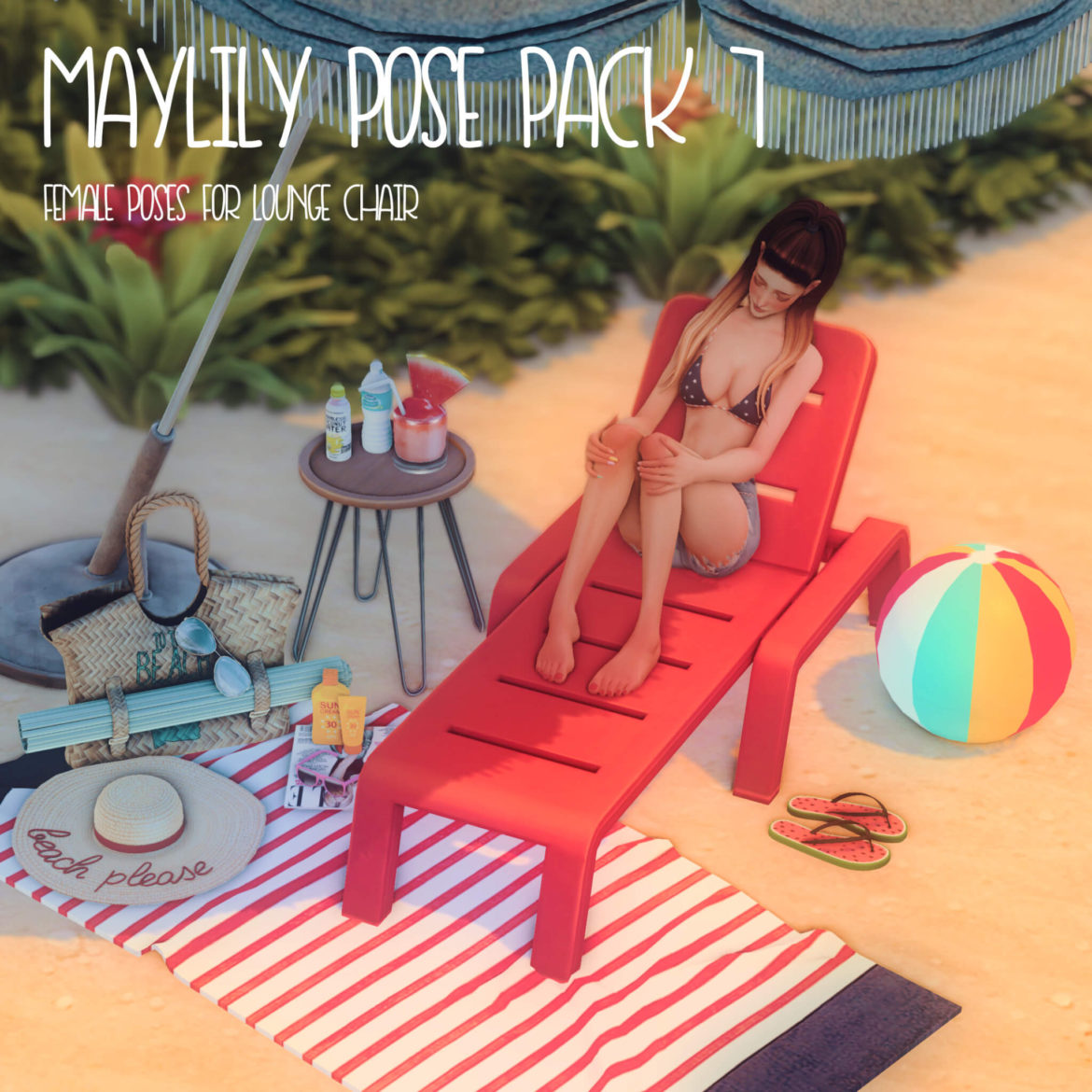 maylily pose pack 7 female pose for lounge chair x