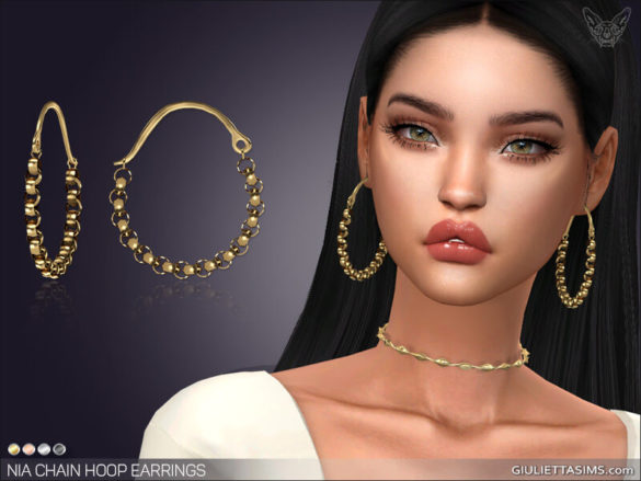 Sims 4 Nia Chain Hoop Earrings