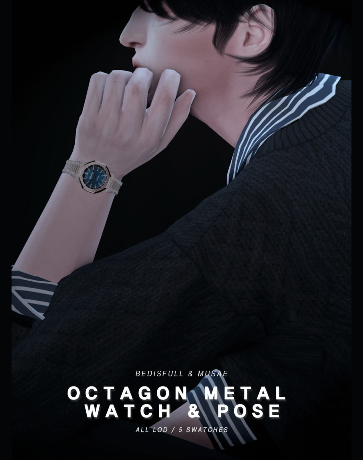 Octagon metal watch by Bedisfull – iridescent