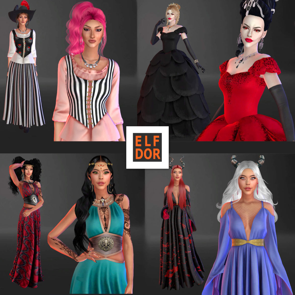 Sims 4 Elfdor Red Dress part 1