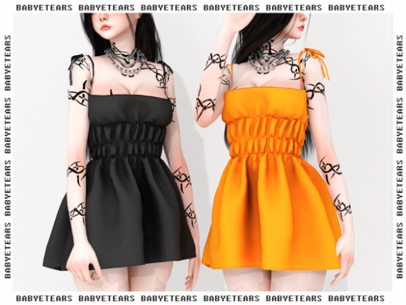 Sims 4 Peach dress by Babyetears