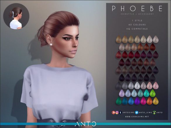 Sims 4 Phoebe Hair by Anto