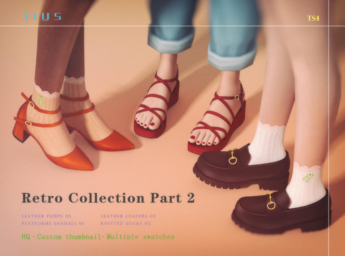 Sims 4 retro collection part 2 shoes jius leather
