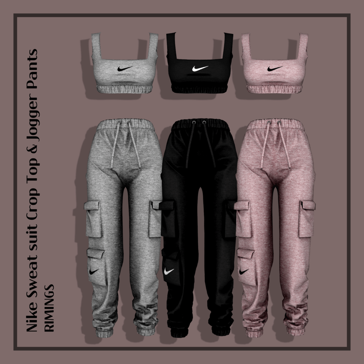 Sims 4 rimings nike sweat suit crop top jogger