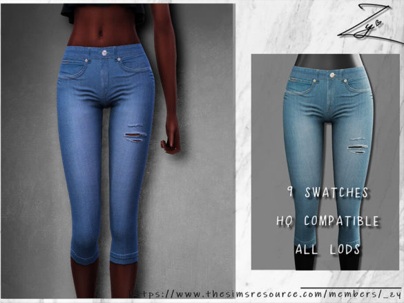 Sims 4 Rolled-up Ripped Jeans by _zy from TSR