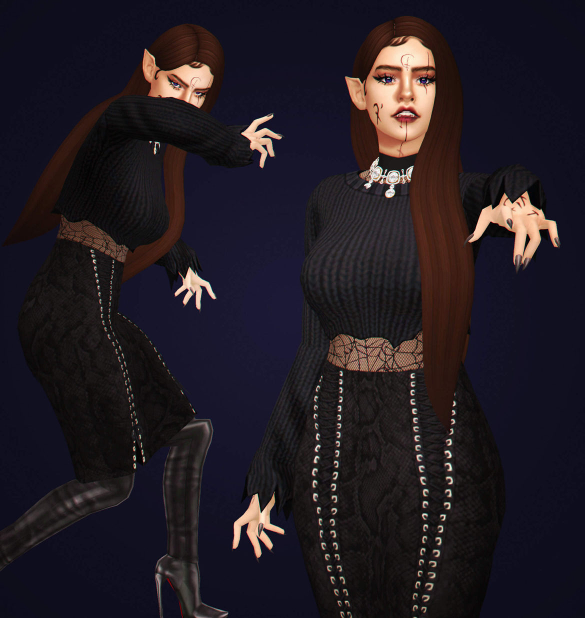 Sims 4 simblreen lookbook look 1 witch outfit hat