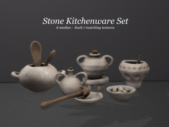 Sims 4 Stone Kitchenware by Leo Sims